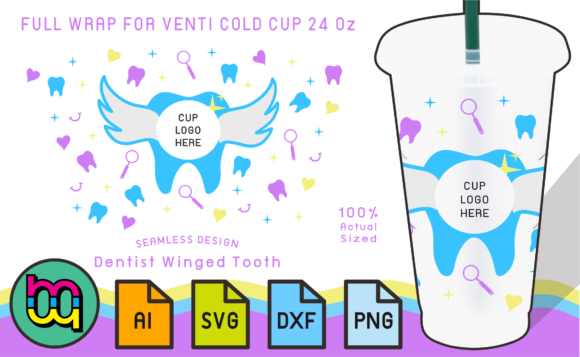 24oz Cold Cup Full Wrap Dentist Tooth