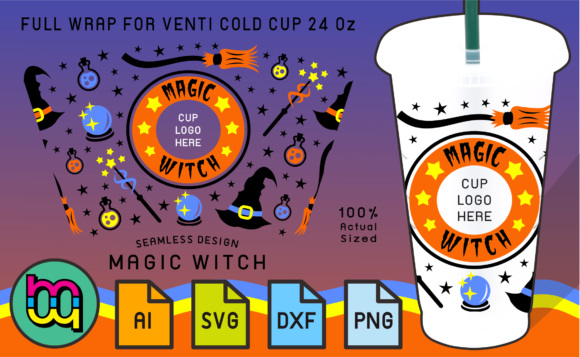 24oz Cold Cup Full Wrap Magic Witch