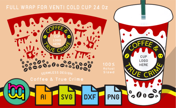 24oz Cold Cup Wrap Coffee True Crime