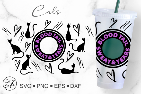24oz Venti Cold Cup Cats Design for St