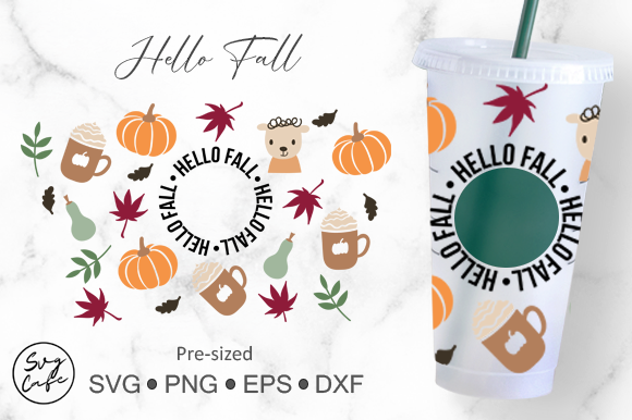 24oz Venti Cold Cup Hello Fall