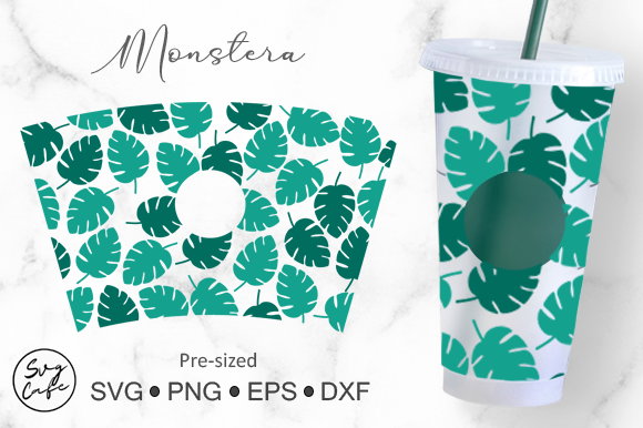 24oz Venti Cold Cup Monstera Leaves