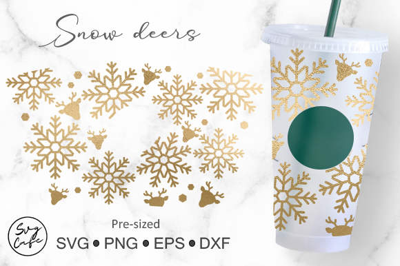 24oz Venti Cold Cup Snow Deers