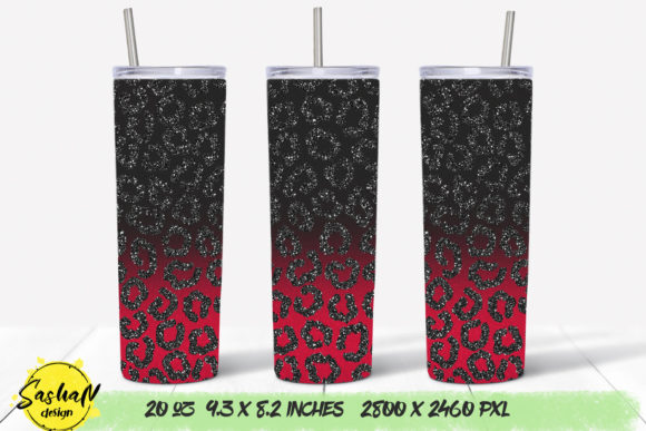 Black to Red Ombre Leopard Tumbler PNG