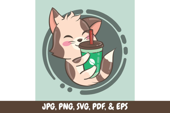 Cute Cat Hugging Coffee Cup