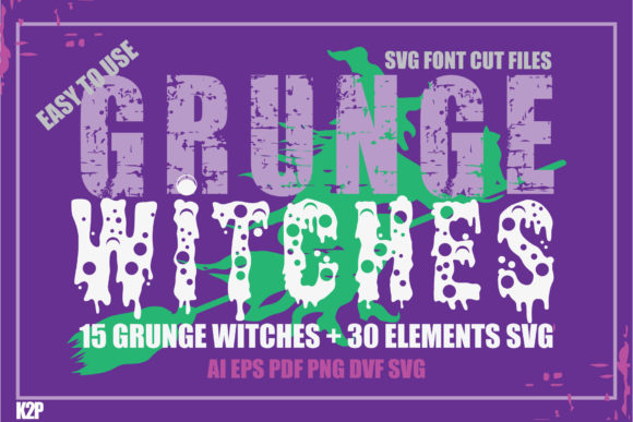 Grunge 15 Witches 30 Element SVG