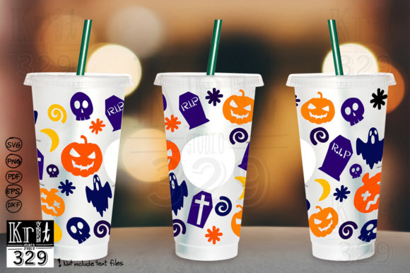 Halloween Pumpkin Ghost Decal Cold Cup