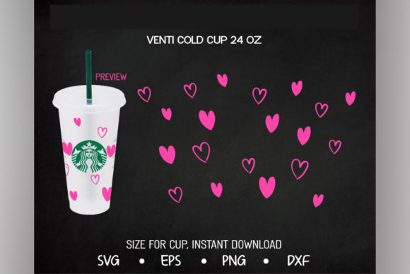 Heart Love Design, Venti Cold Cup 24 Oz