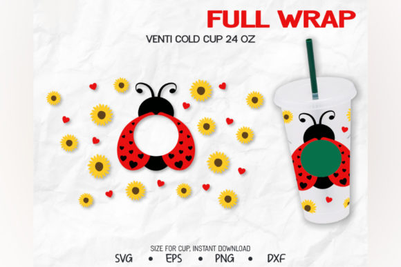 Ladybug Heart Sunflower, Venti Cold Cup