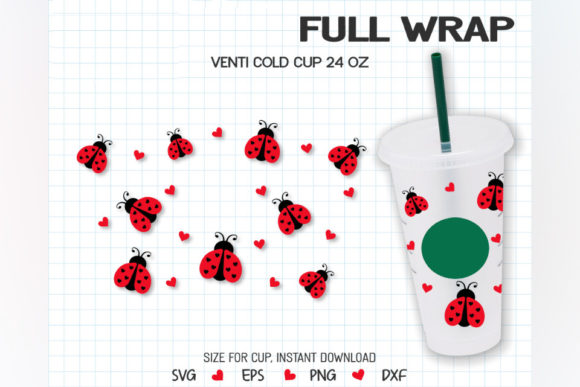 Ladybug Heart, Venti Cold Cup 24 Oz