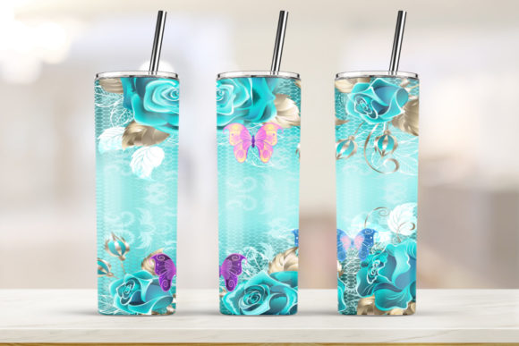 Lavender Floral Tumbler 20oz Skinny