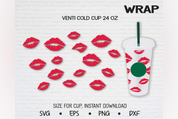 Lip Pattern, Venti Cold Cup 24 Oz