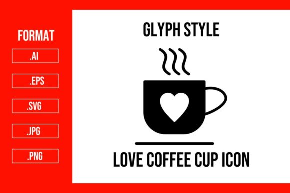 Love Coffee Cup Glyph Icon