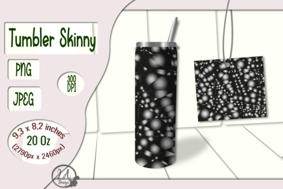 Skinny Tumbler-Black-White-02 20OZ