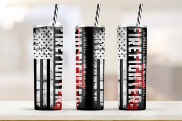USA Firefighter 20oz Skinny Tumbler