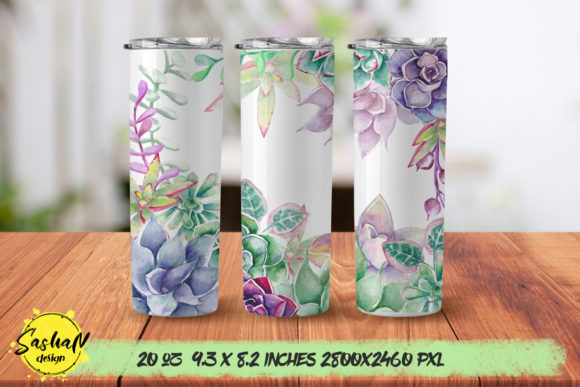 Watercolor Succulents, 20oz Tumbler Wrap